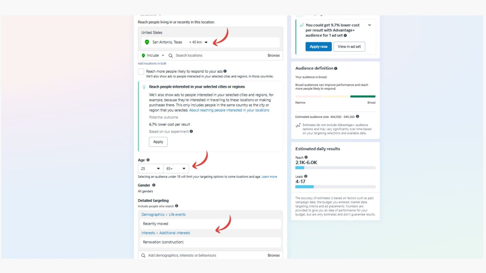 How To Define Junk Removal Meta Ads Audience or Interest